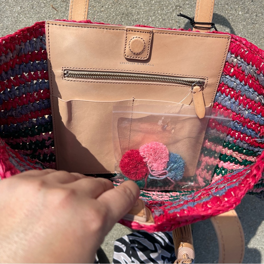 Loeffler Randall Rainbow Cruise Striped Straw Tote - Picture 5 of 7